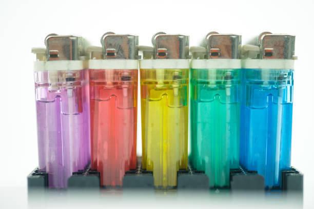 istock Multicolored gas lighter in package for sale 1431180201