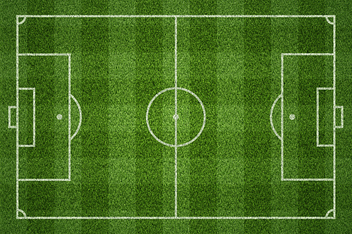 Aerial view of a dual purpose American/European football field.