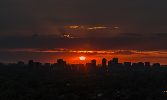 Sunset and clouds sky over Etobicoke, Toronto, Canada