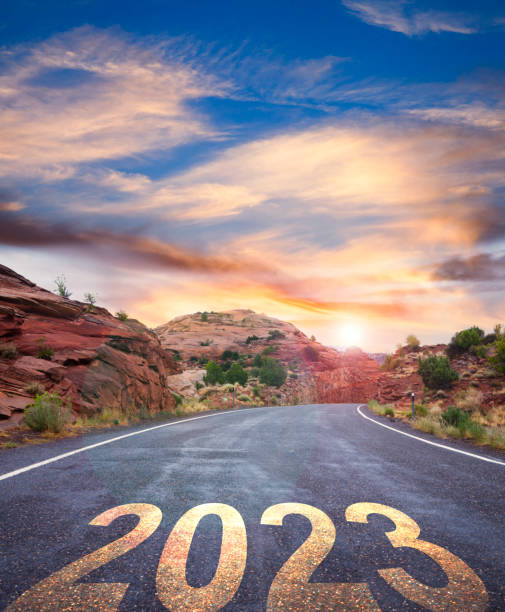 2023 New Year road stock photo