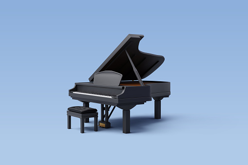 3d Vector Black shiny grand piano, Music and Instrument concept, Eps 10 Vector.