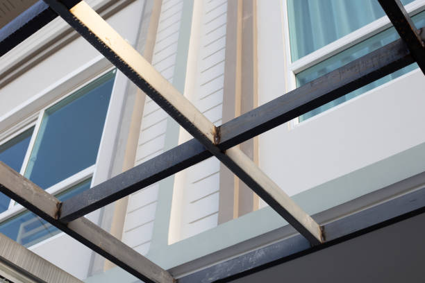 istock Steel roof structure. Build a room addition 1431201470