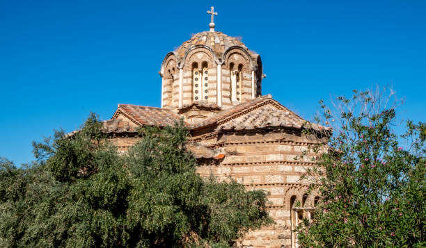 Old Greek Orthodox church in Athens Historic chapel in the Ancient Agora in Athens greek orthodox stock pictures, royalty-free photos & images