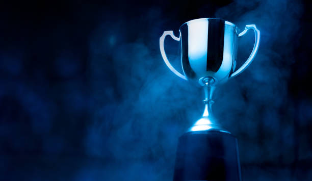 istock Silver Trophy competition in the dark with smoke and with copy space 1431233833