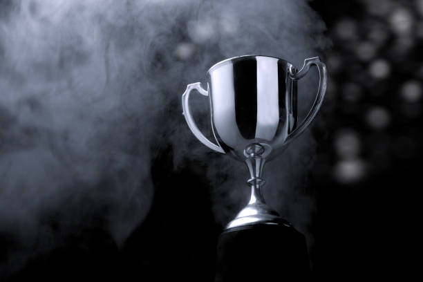 istock Silver Trophy competition in the dark with smoke and with copy space 1431233853