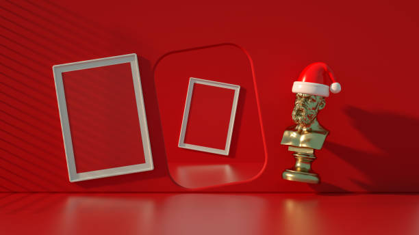 istock New Year, Christmas concept in red living room with empty frame 1431243141