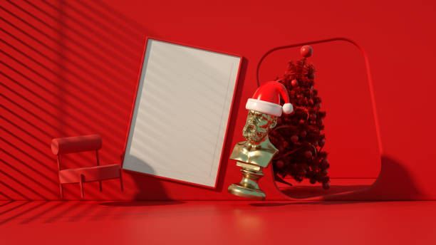 istock New Year, Christmas concept in red living room with empty frame 1431243304