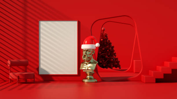 istock New Year, Christmas concept in red living room with empty frame 1431243465
