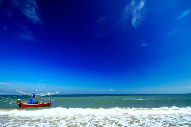 sea and beach beautiful dark blue sky