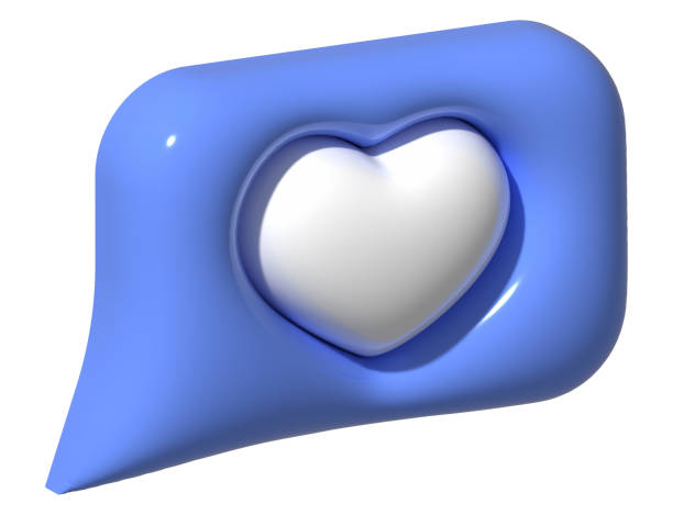 istock 3D like heart speech bubble icon. 3D element for social media render illustration isolated on white background. Like symbol. message with like notification, online social communication. White, blue colors 1431250562