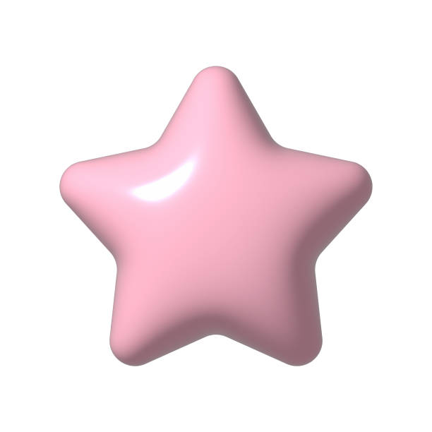 3D pink star sparkle icon. Holiday element sparkles symbols. Magic shiny flash, bright firework. Realistic glossy plastic 3d render design illustration for social media or decoration.