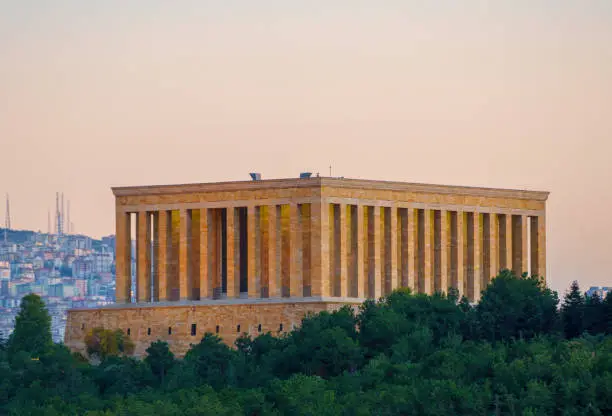 Atatürk Mausoleum sits high on a hilltop in Ankara, the country's capital