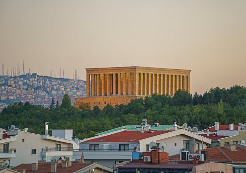 Almaty: Panoramic view of the building of Halyk Bank of Kazakhstan.