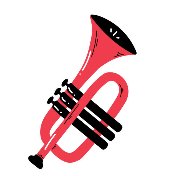 trompetenvektor isoliertes symbol. trompeten-emoji-illustration. trompetenvektor isoliertes emoticon. - trumpet bugle cornet cartoon stock-grafiken, -clipart, -cartoons und -symbole