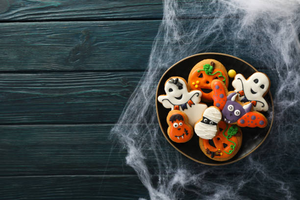 istock Concept of Halloween sweets, funny sweets, space for text 1431259422