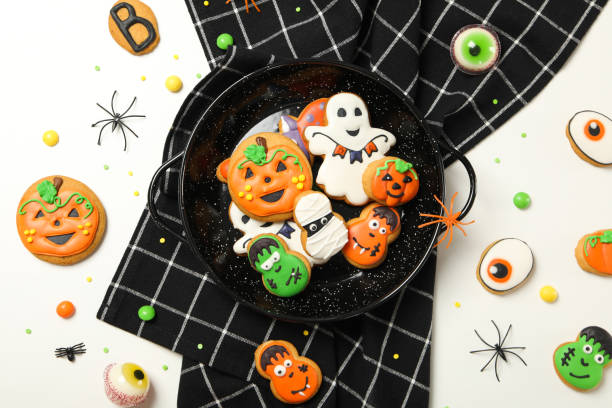 istock Concept of Halloween sweets, funny sweets, top view 1431260801