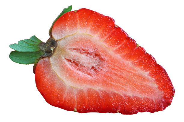 istock Juicy Fresh Ripe Strawberry Cross Section on white background 1431265029
