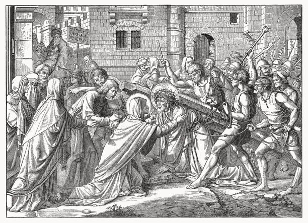istock Jesus on the way to Golgotha, wood engraving, published 1894 1431272610