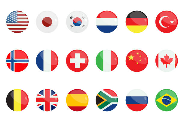 национальные флаги иконка набор векторный дизайн. - netherlands symbol flag button stock illustrations