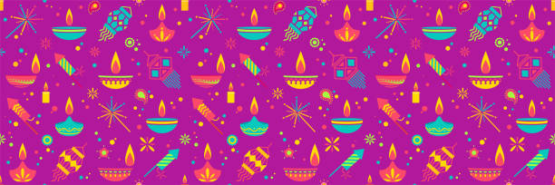 Diwali colorful seamless pattern horizontal background. Diwali colorful seamless pattern horizontal background. Vector illustration discount coupon template silhouette stock illustrations