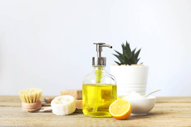 istock Home cleaning tool . Lemon, soda made from natural ingredients. Eco-friendly brushes made from bamboo and cloth from plants. The zero waste concept 1431294157