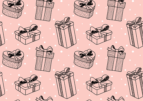 cute doodle gift seamless pattern.