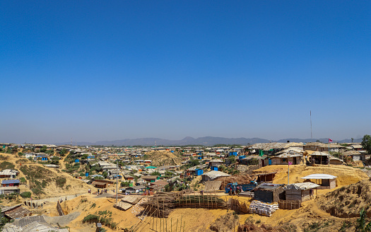Balukhali mountain is full of Rohingya refugee camps situated in Ukhia, Cox's Bazar, Bangladesh.