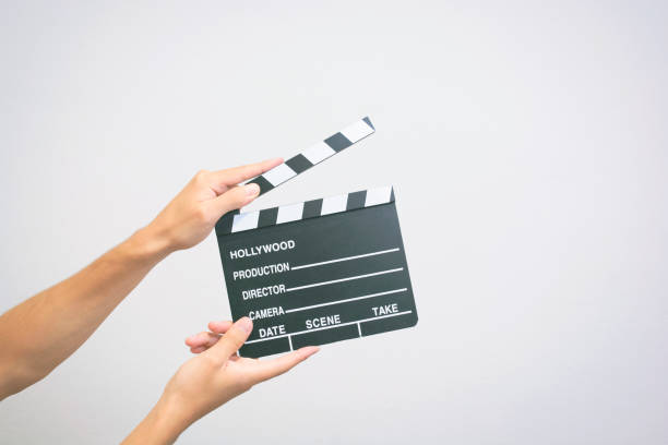 istock Film making clapperboard on a white background 1431302978