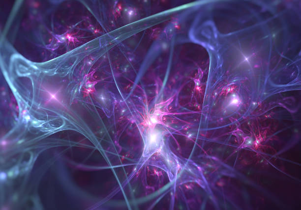 fondo abstracto de arte fractal que podría sugerir una red neuronal, o el sistema nervioso, u otros temas de conectividad y biología - sistema nervioso humano fotografías e imágenes de stock