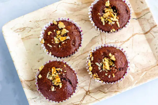 Chocolate Muffins, Dessert Top Down Photo