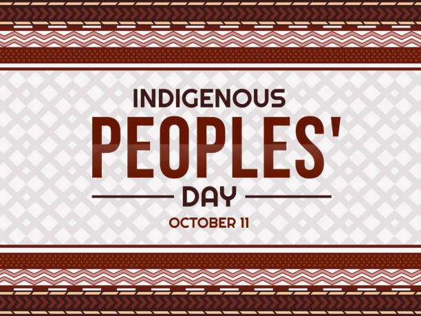 ilustraciones, imágenes clip art, dibujos animados e iconos de stock de diseño de papel tapiz de día de los pueblos indígenas en color y estilo tradicional marrón. feriado federal en el día de los pueblos indígenas - indigenous peoples day
