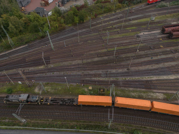 istock Cargo Containers and Freight Trains, Aerial View 1431319740