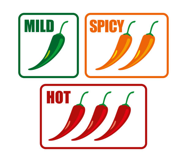 ilustrações, clipart, desenhos animados e ícones de diagrama de nível picante de pimenta de pimenta de pimenta - red chili pepper