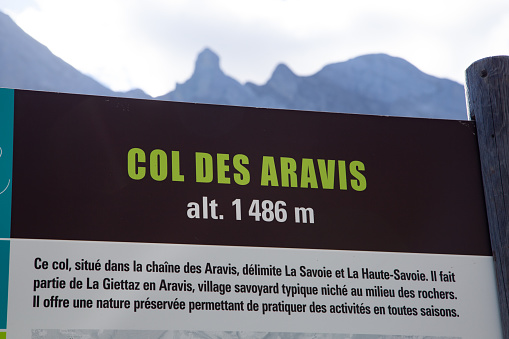 Col des Aravis, Haute Savoie, France on September 20, 2022: famous mountain pass on the Great French Alpine Road which goes from Lake Geneva to the mediterranean sea