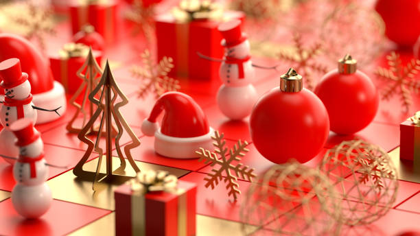 istock Christmas ornaments new year background isometric view 1431324115