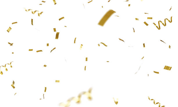 istock goldden confetti floating on white background,with clipping path. 1431326564