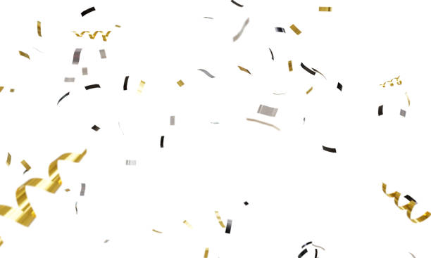 istock goldden confetti floating on white background,with clipping path. 1431326567