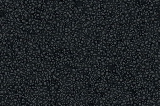Dark grey textured asfalt seamless pattern top view. Black abstract tarmac texture. Vector illustration of road coat material. Grunge granular closeup surface. Bitumen grain highway backdrop