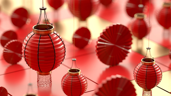 Chinese New Year Ornaments Lantern Festival, 3d render