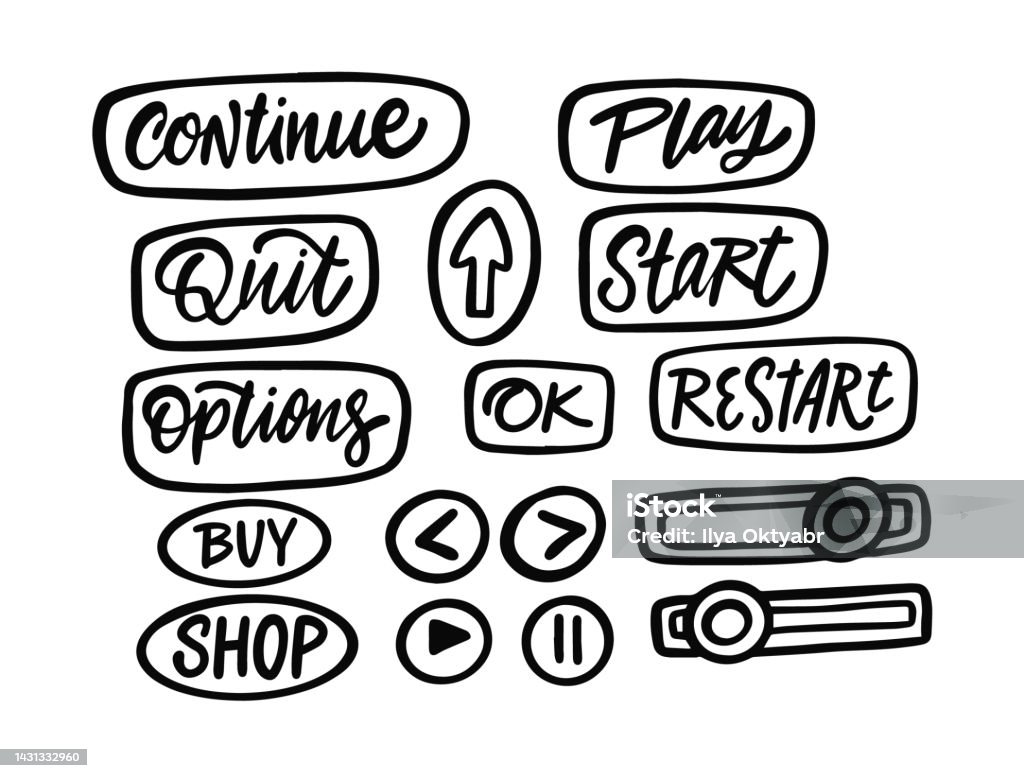 Game Navigation Game Navigation Interface Hand Drawn Black Color Style Stock ...