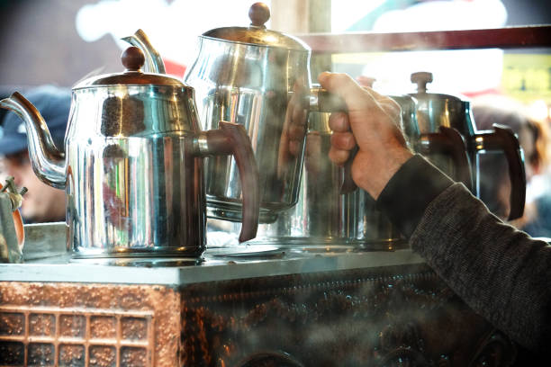Turkish style brewed tea stock photo