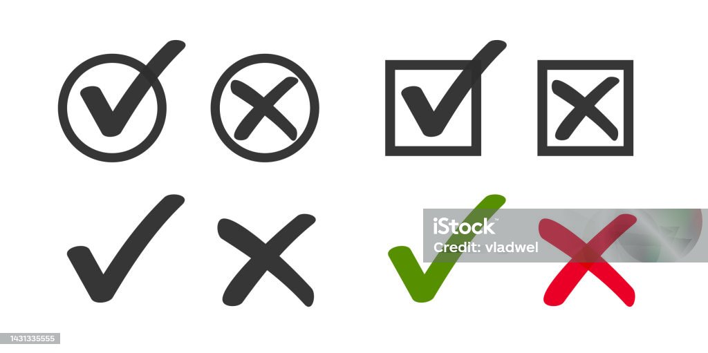 Square Checkboxes Square Checkbox Check Mark Pictogram Handdrawn Drawn Set Vector Or ...