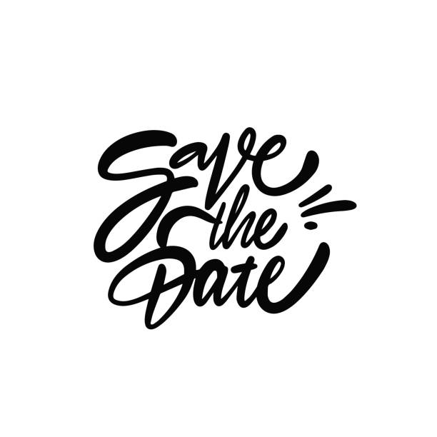 Save the date black color modern calligraphy phrase. Save the date black color modern calligraphy phrase. Vector lettering illustration isolated on white background. save the date font stock illustrations
