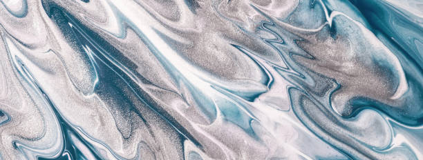 istock Abstract fluid art background navy blue and silver color. Liquid marble. Acrylic 1431340378