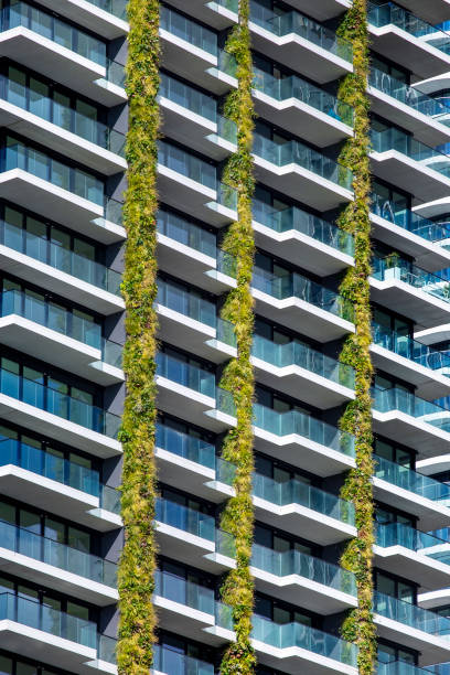 istock Vertical gardens on skyscrapers facade - downtown Frankfurt 1431346018