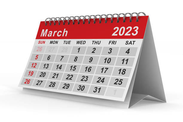 istock 2023 year. Calendar for March. Isolated 3D illustration 1431346206