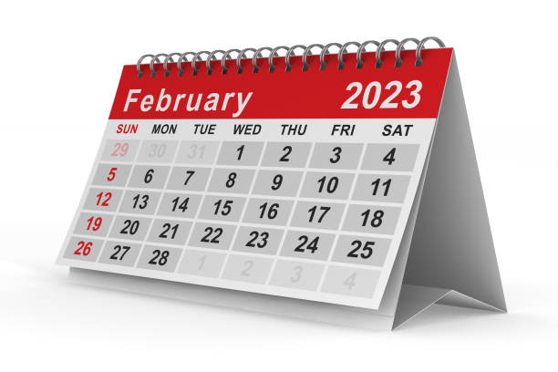 istock 2023 year. Calendar for February. Isolated 3D illustration 1431346207