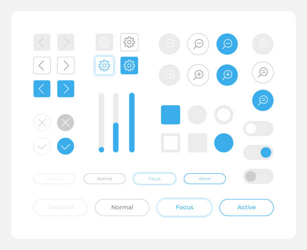 Choose options UI elements kit Choose options UI elements kit. Editable isolated vector components. Navigation buttons. Web design pack for mobile application, software with light theme. Montserrat Light, Medium, Bold fonts used mathematical function stock illustrations