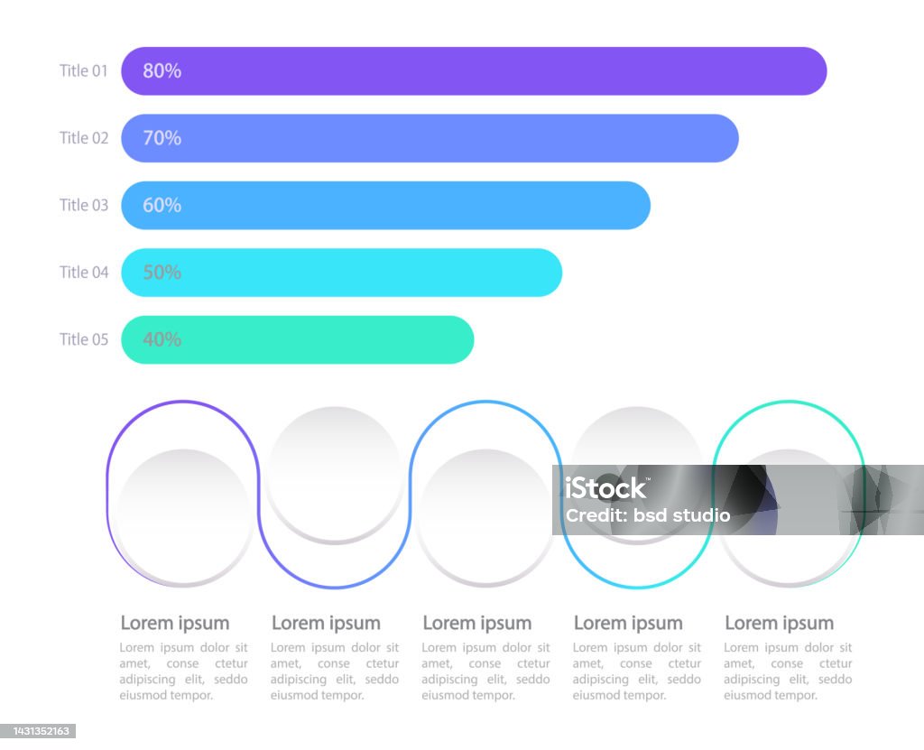 Visual Step Bars Horizontal Bars Infographic Chart Design Template Set Stock ...