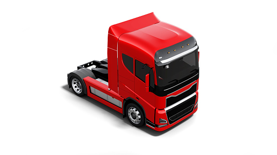 red semi-truck,  truck of my own generic design, 3d render